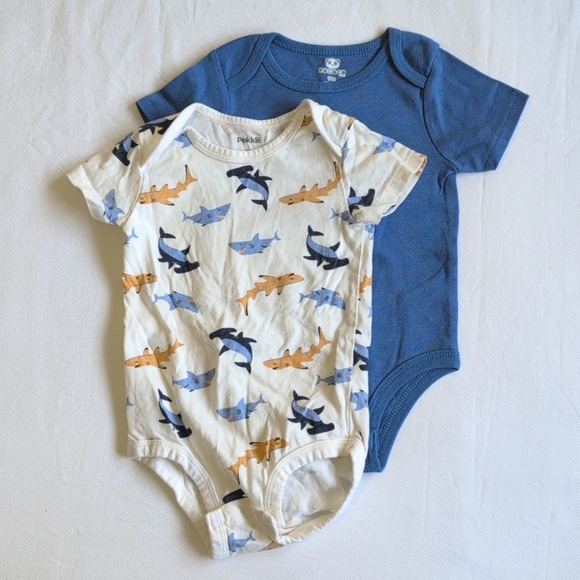 2-pack cotton short sleeve bodysuit diaper shirt bundle 18 months baby boys - Picture 1 of 11